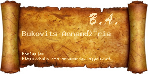 Bukovits Annamária névjegykártya